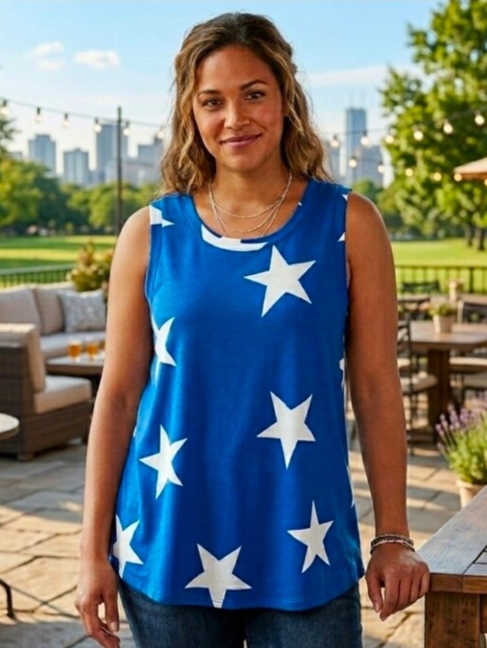 BomBom Blue Star Sleeveless Tank